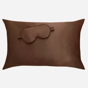 Pack Masque Et Taie D'oreiller En Soie Marron