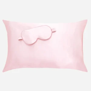 Pack Masque Et Taie D'oreiller En Soie Rose Clair